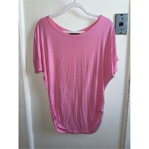 Made by Johnny Pink Dolman Sleeve Ruched Side Tunic Top - Size Large